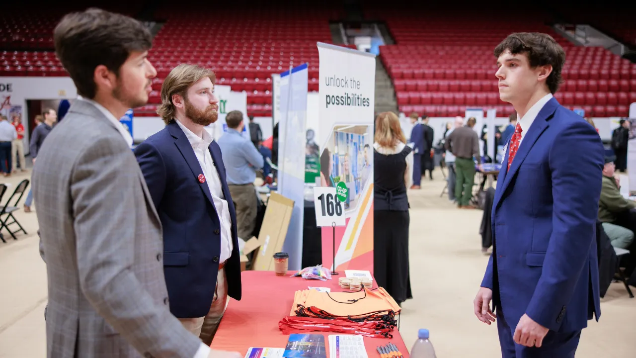 Student at campus career fair
