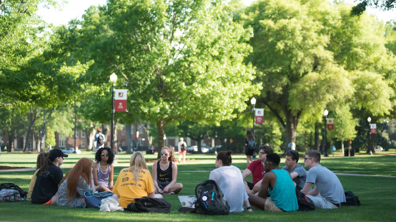 Students on the quad